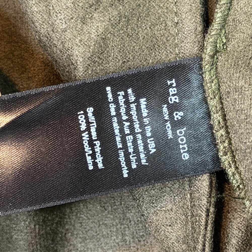 rag & bone Wool Blazer Womens 6 Olive Green Excellent Military Utility Jacket - Picture 7 of 14